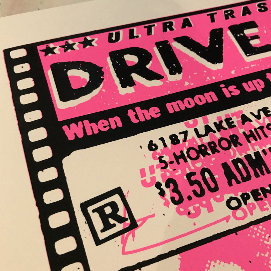 Ultra Trash Drive In Siebdruck Neon pink Poster