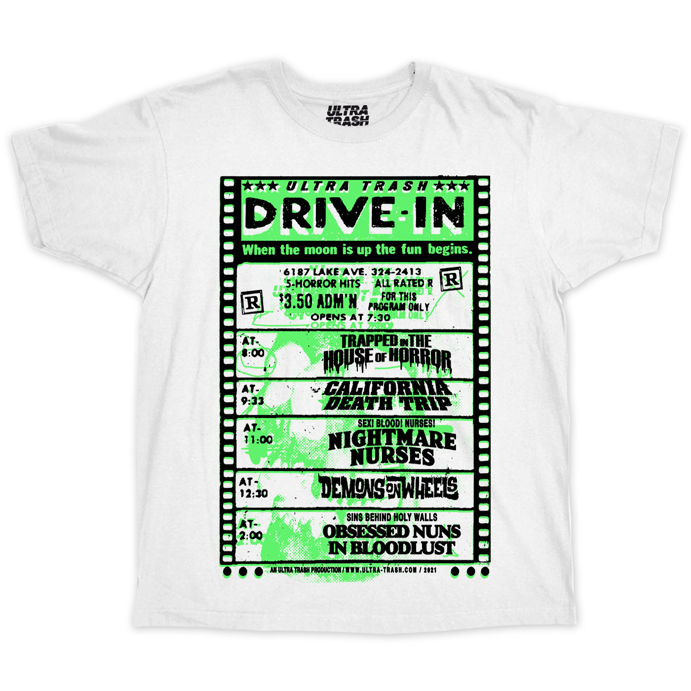 ultra-trash-drive-in-tshirt-weiss-green