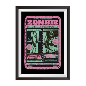 Zombie Double Feature Screenprint Poster Green Pink