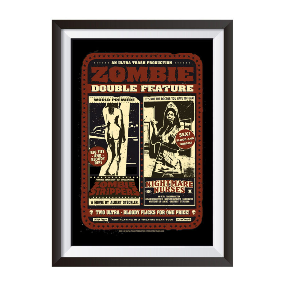 ultratrash-zombie-double-feature-red-beige-screenprinted-poster