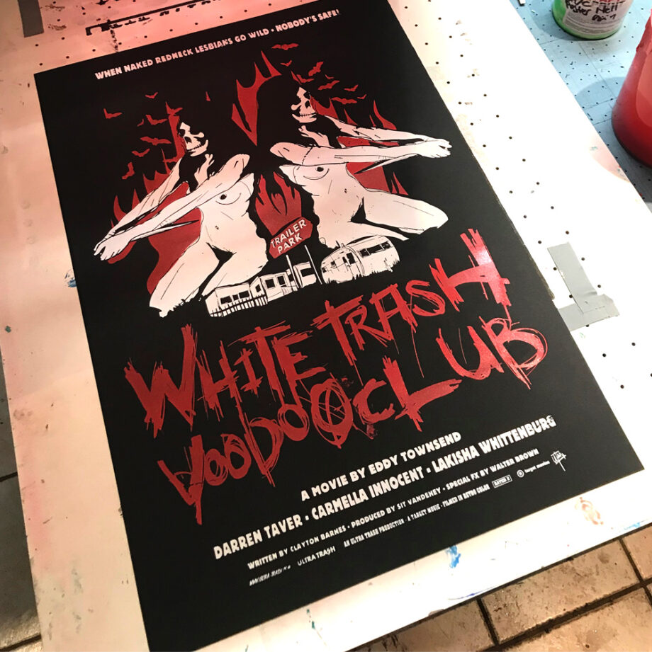 White Trash Voodoo Club siebdruck poster Rot