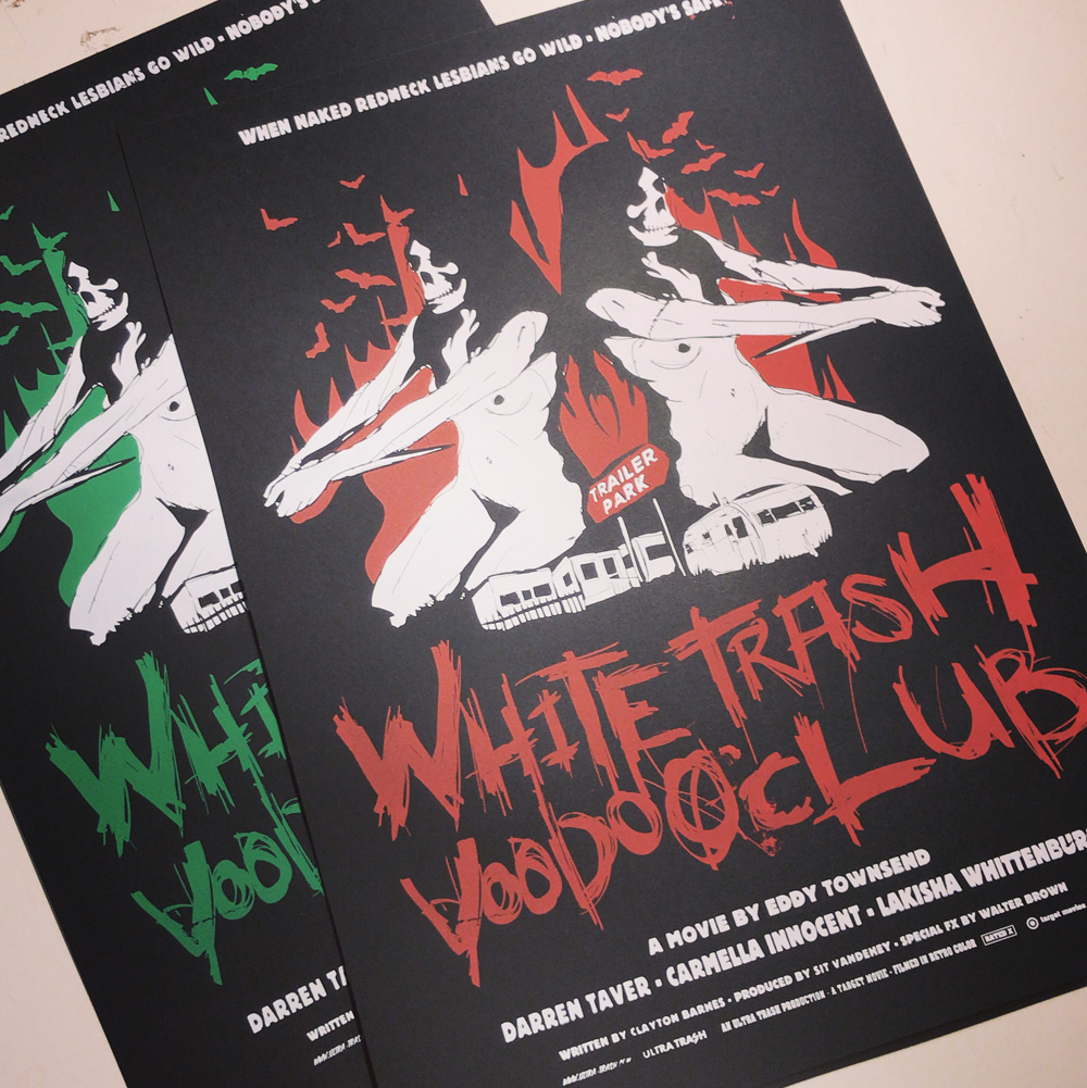White Trash Voodoo Club siebdruck poster Rot